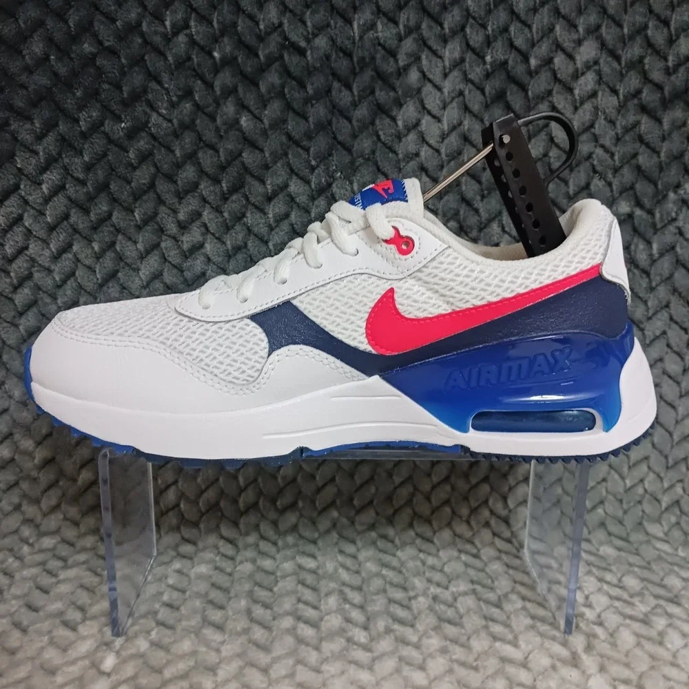 Nike Air Max System GS Low White Royal Crimson Running Sneakers Shoes Size 7Y